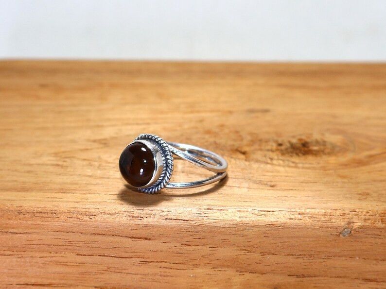 Handmade Handmade Smoky Quartz Sterling Silver Ring: Gemstone Jewelry Size ONE SIZE - 4 Thumbnail