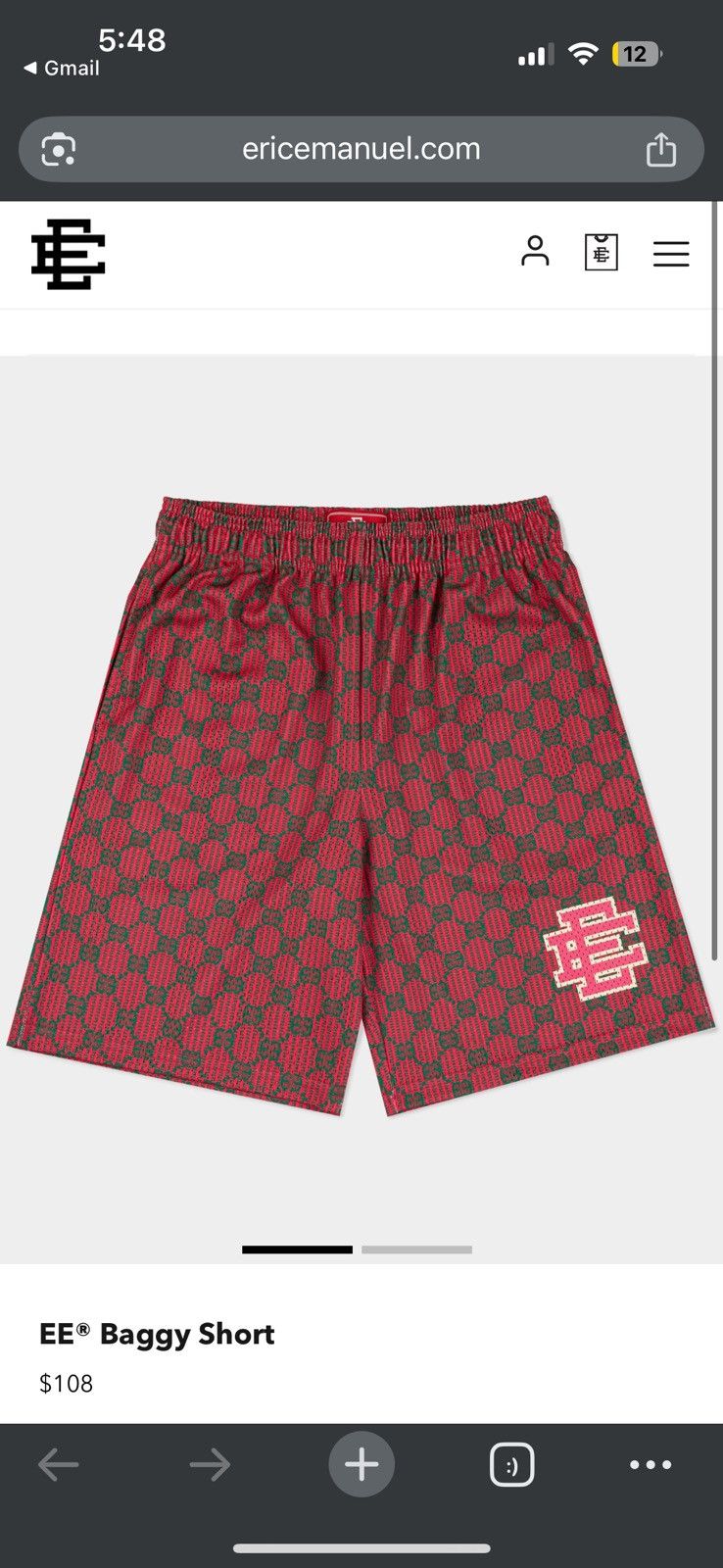 Eric Emanuel Eric Emanuel - Baggy Shorts - Large - Red EE Print Size US 34 / EU 50 - 8 Thumbnail