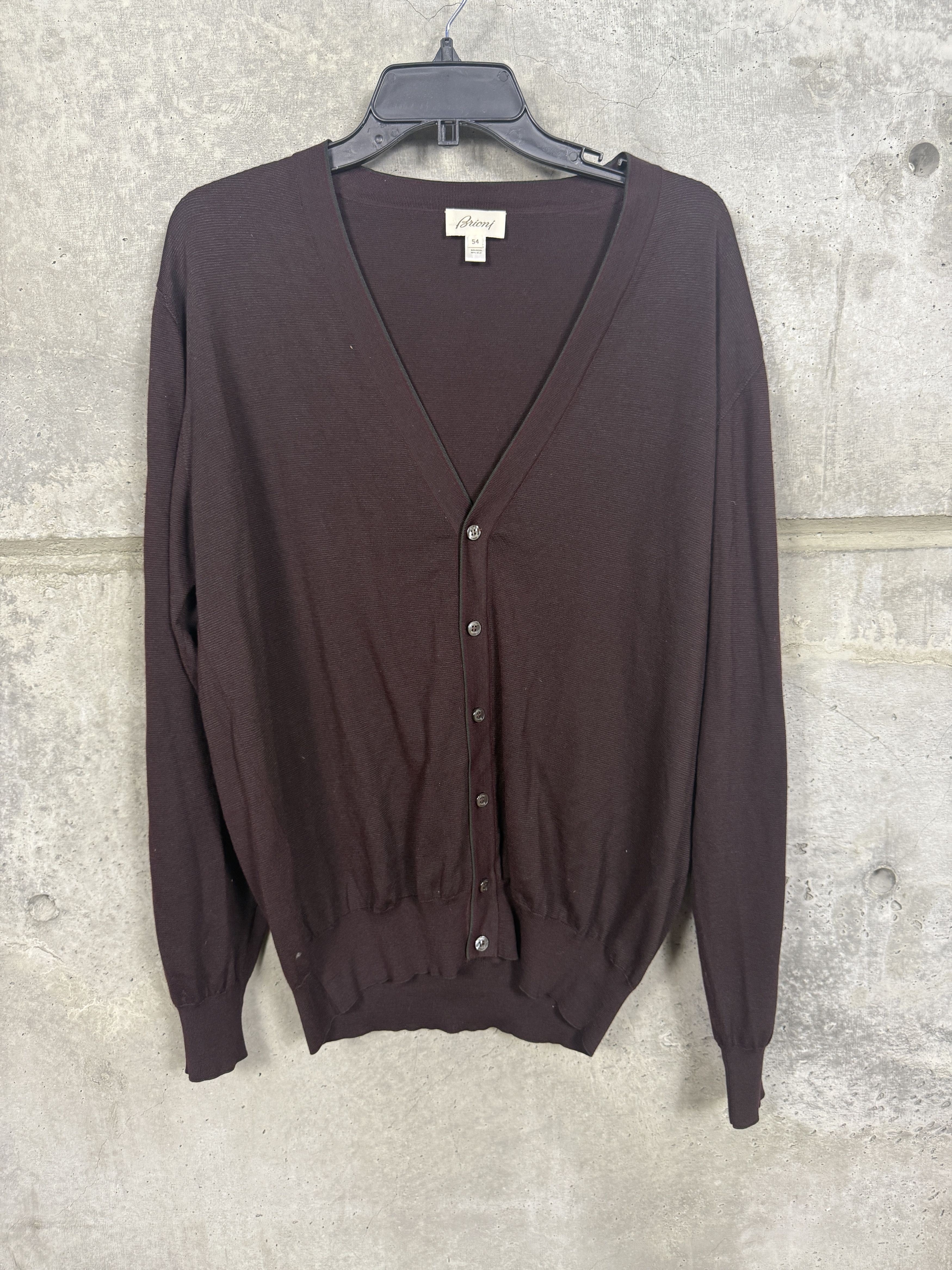 Brioni $1395 Brioni V-Neck Silk Blend Cardigan sweater Size US L / EU 52-54 / 3 - 1 Thumbnail