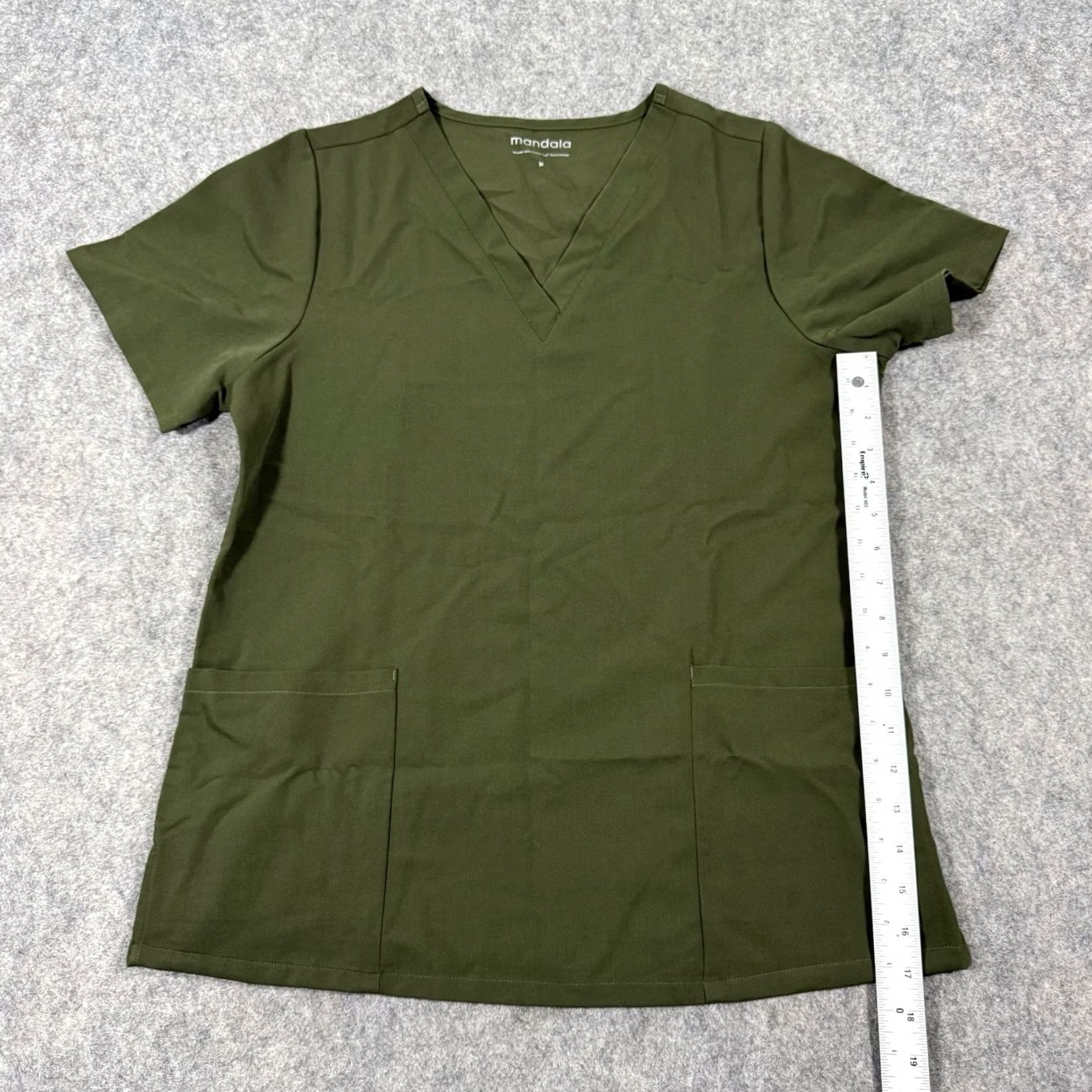Vintage Mandala Scrubs Shirt Women M Green Equa-Tek Medical Pockets 41" Chest 27" Length/ Sleeve See Photos Vintage? No Size M / US 6-8 / IT 42-44 - 6 Thumbnail
