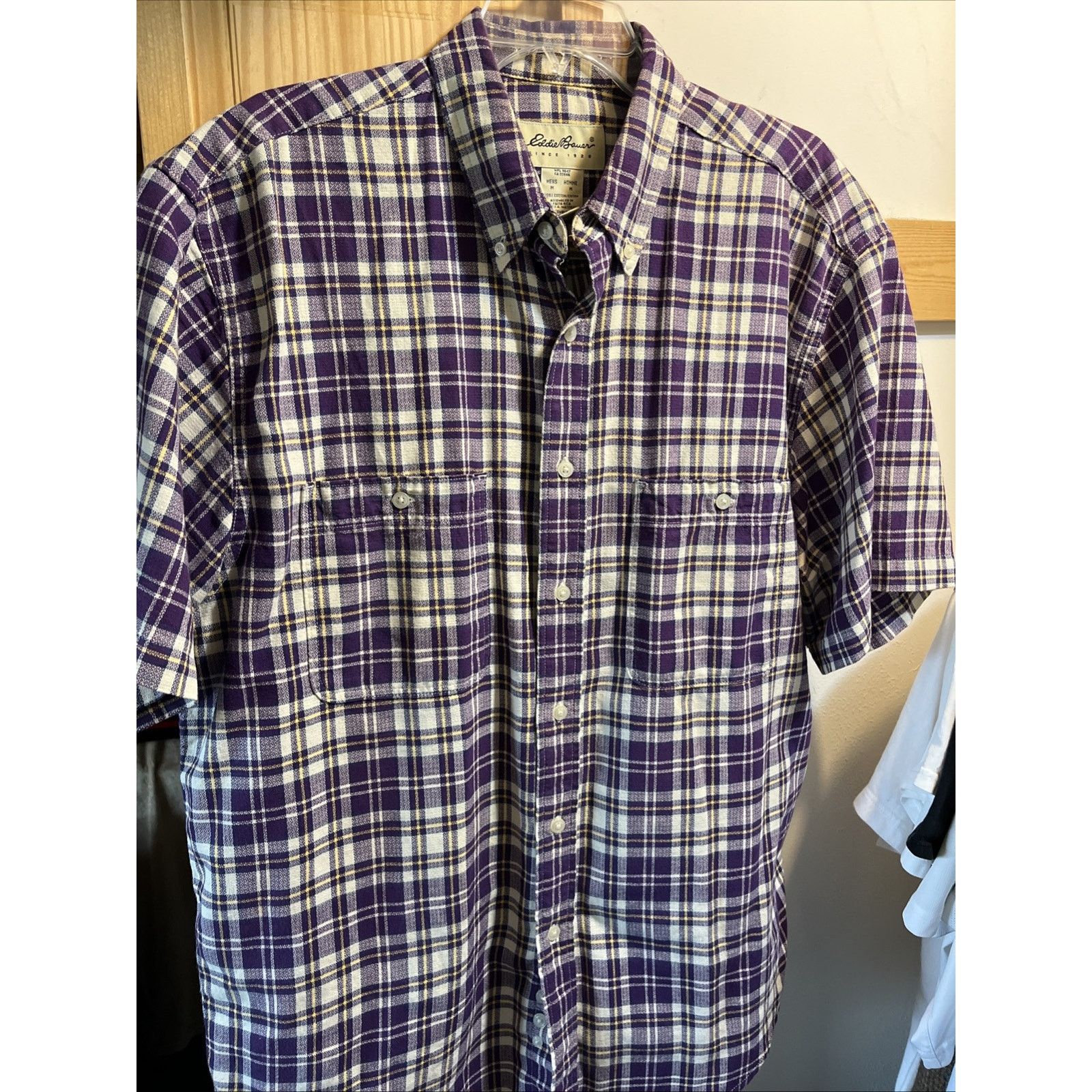 Eddie Bauer Eddie Bauer Vintage Men’s Medium Purple Plaid Cotton Shirt Size US M / EU 48-50 / 2 - 6 Thumbnail