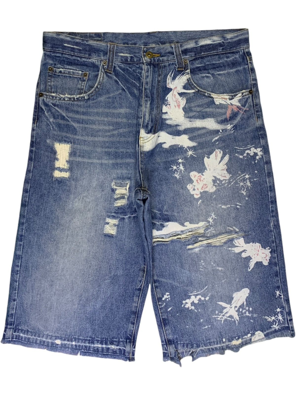 Japanese Brand Vintage Japanese Brand Sugoi Koi Fish Baggy Jean Shorts Size US 35 - 1 Thumbnail