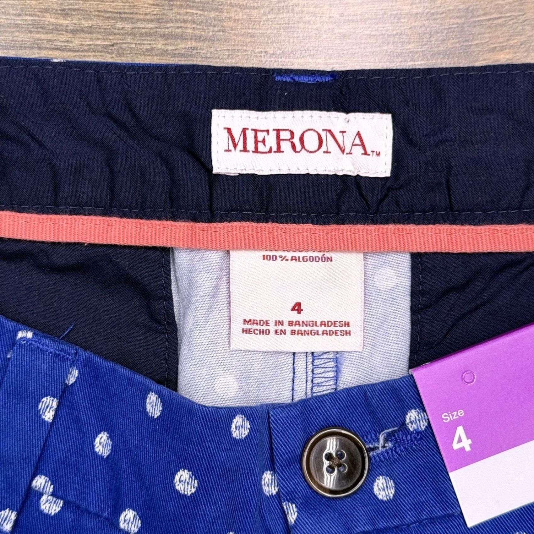 Merona Merona Polka Dot Shorts Womens 4 Blue Mid Rise New Size 27" / US 4 / IT 40 - 4 Thumbnail