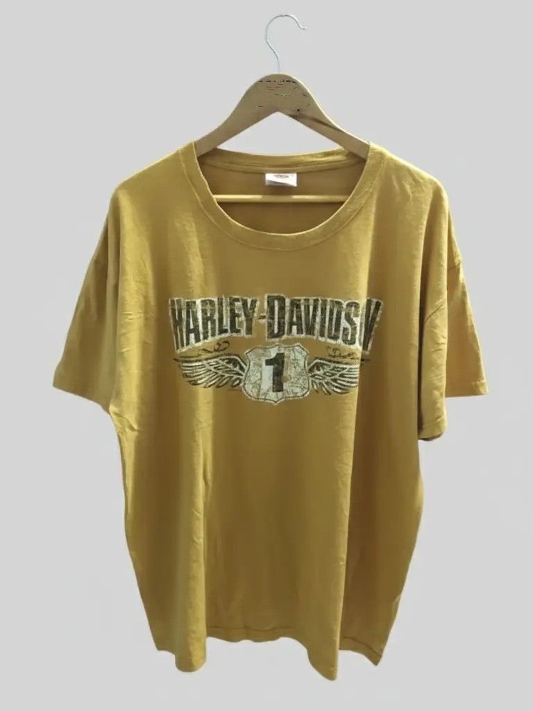 Vintage Vintage 2012 Harley Davidson R.K. Stratman Graphic Mustard Size US XL / EU 56 / 4 - 1 Thumbnail