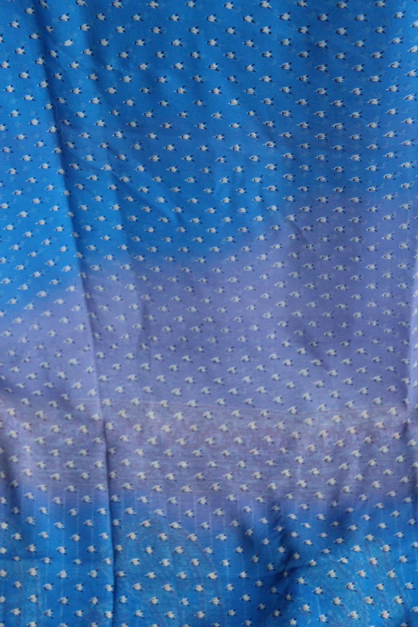 Vintage Vintage 1990s Indian Sari, Authentic Sky Blue Chiffon with a Size ONE SIZE - 3 Thumbnail