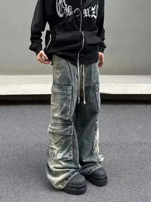 Japanese Brand Baggy Cargo Denim Jeans Size US 32 / EU 48 - 6 Thumbnail