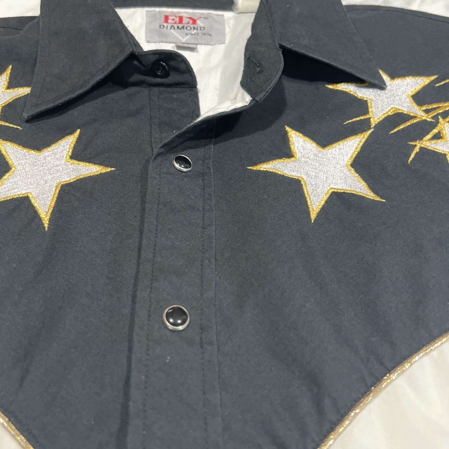 Vintage VINTAGE Ely Diamond Pearl Snap Western Men M Shooting Stars USA Embroidered Shirt Size US M / EU 48-50 / 2 - 5 Thumbnail