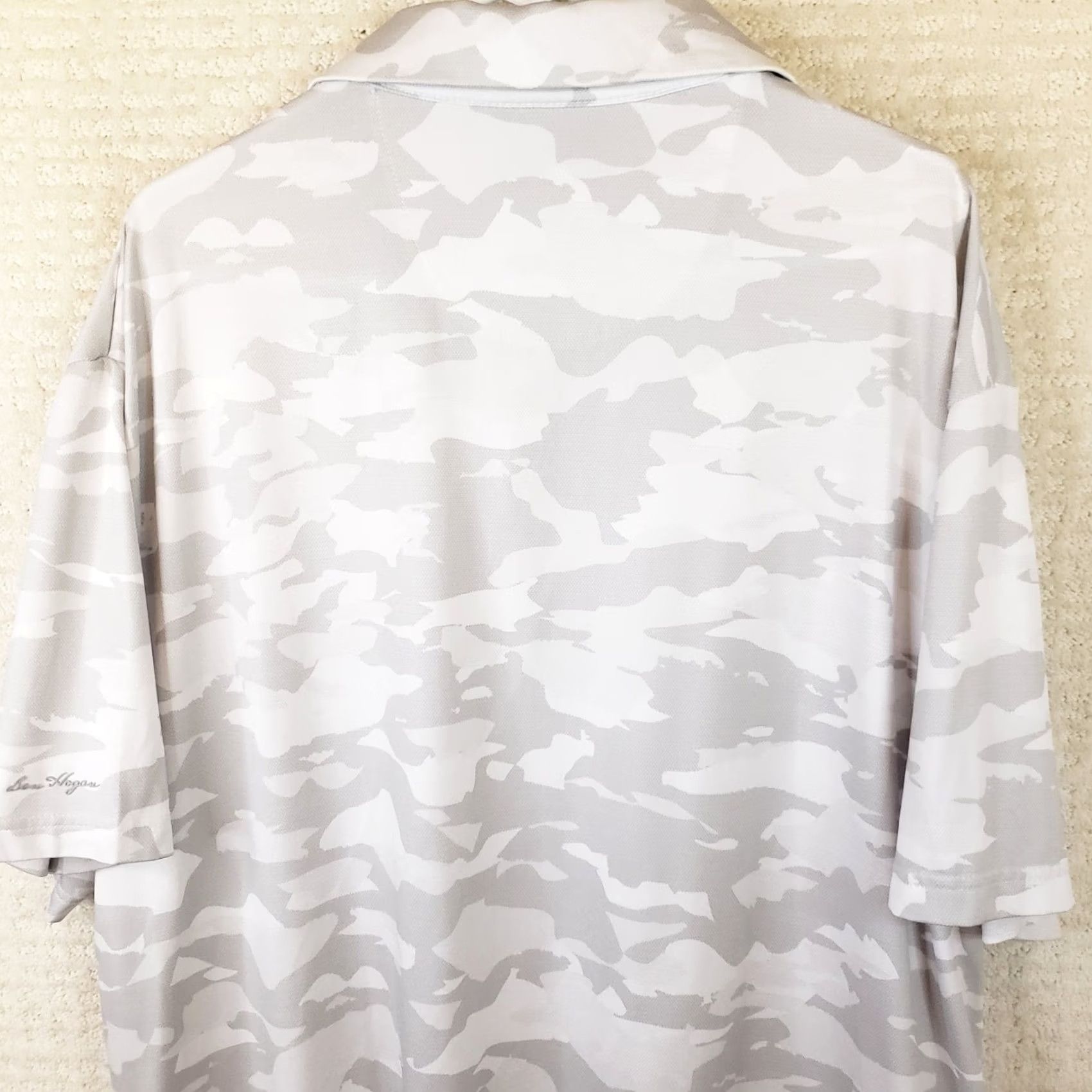 Hogan VINTAGE Ben Hogan White Gray Camo Performance Golf Polo Shirt Mens 2XL Stretch Size US XXL / EU 58 / 5 - 7 Thumbnail