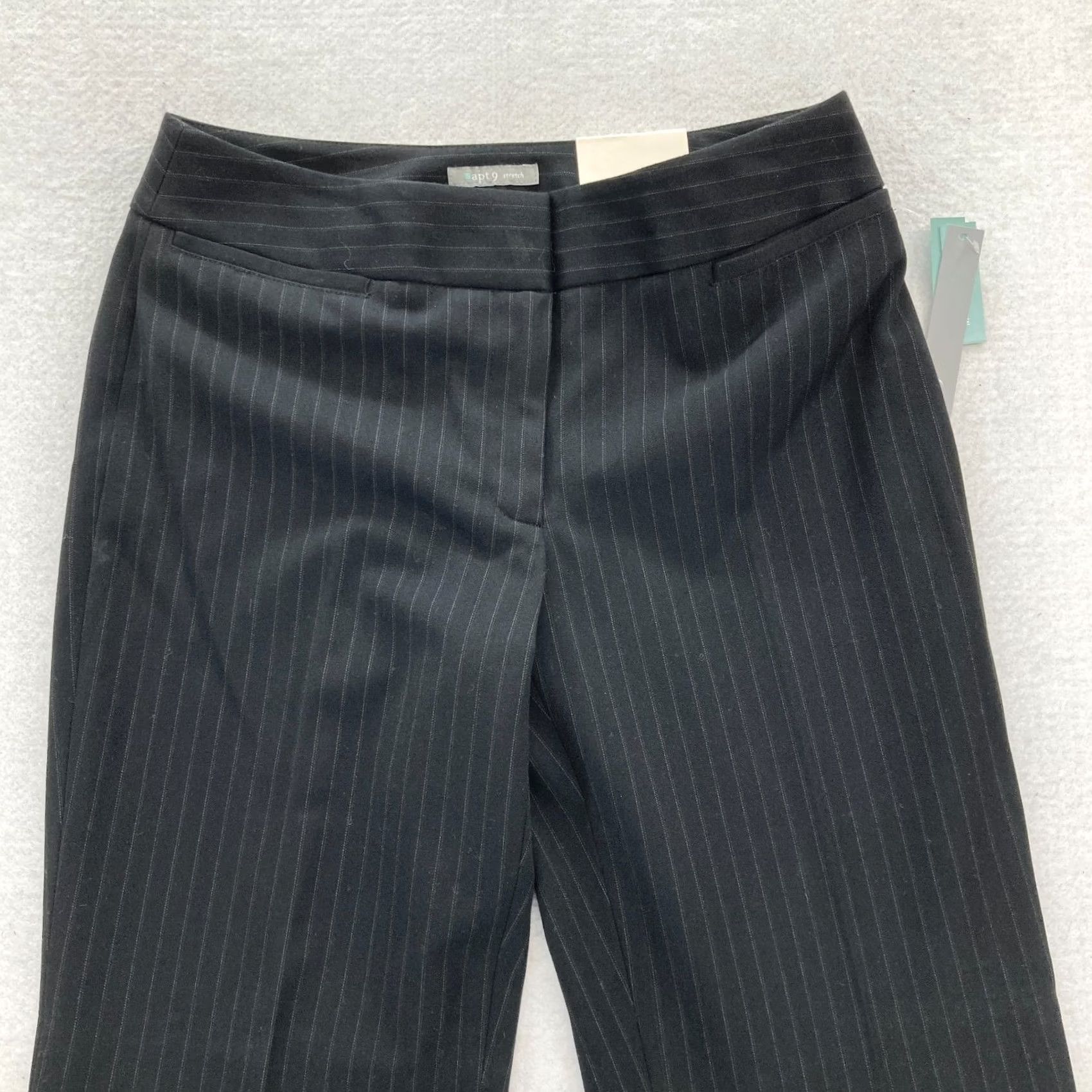 Apt. 9 Apt. 9 Maxwell Dress Pants Women's 4 Black Striped Stretch Fabric Relaxed Fit Pants Size 28" / US 6 / IT 42 - 2 Thumbnail