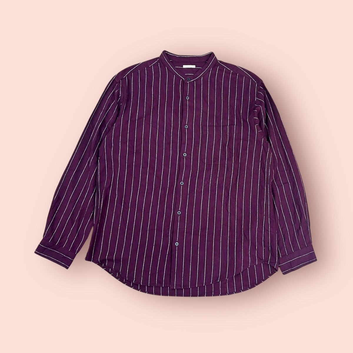 GU × Japanese Brand × Jun Takahashi VINTAGE GU PURPLE STRIPED SOFT FLANNEL STAND COLLAR Size US L / EU 52-54 / 3 - 6 Thumbnail