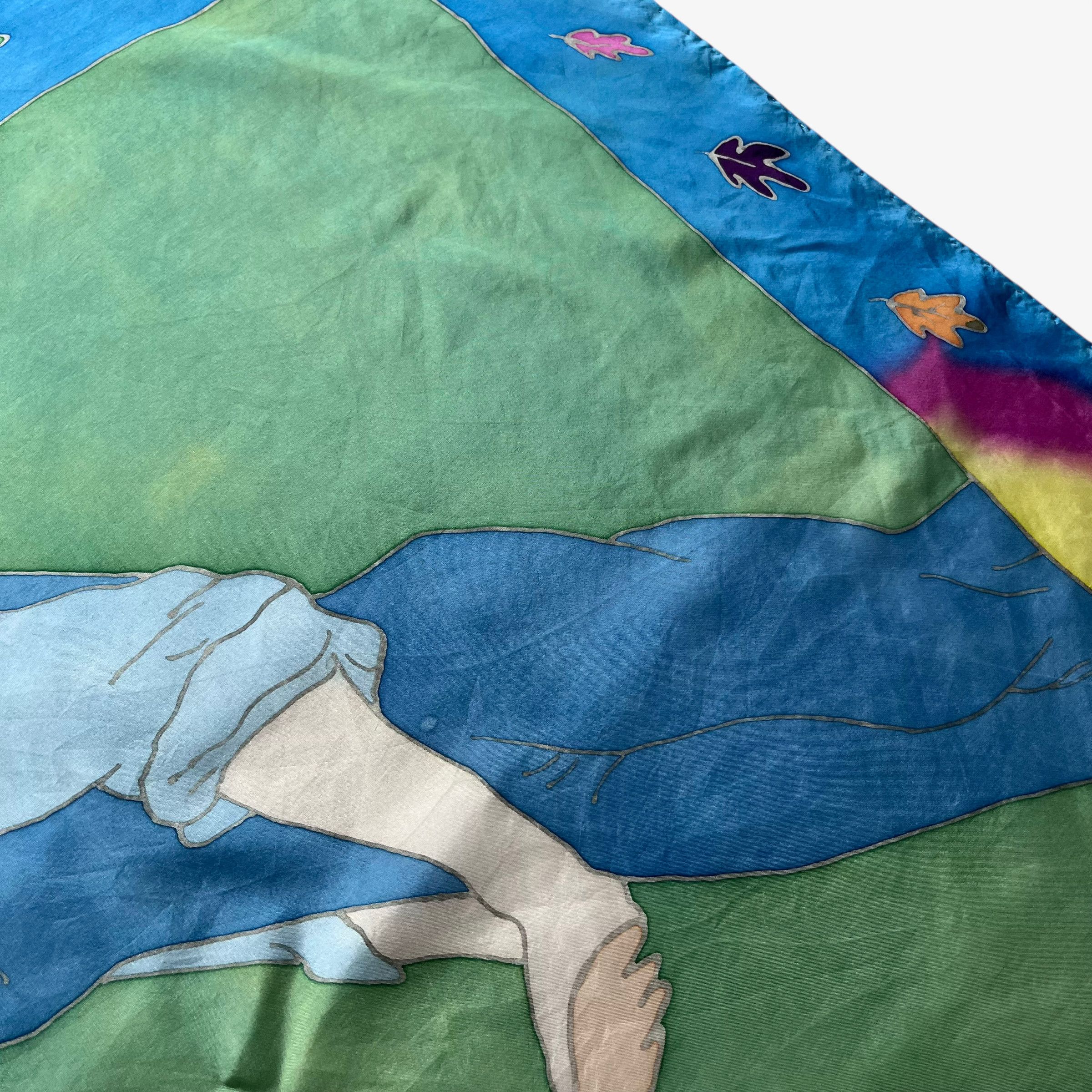 Disney Vintage 90s Disney Pocahontas Floral Hand Painted Silk Scarf Size ONE SIZE - 6 Thumbnail