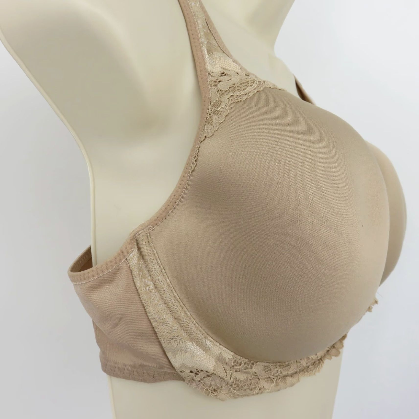 Vintage Wacoal 38D Basic Benefits Contour Lace Bra 853290 Beige Underwire Lined Women Size ONE SIZE - 3 Thumbnail