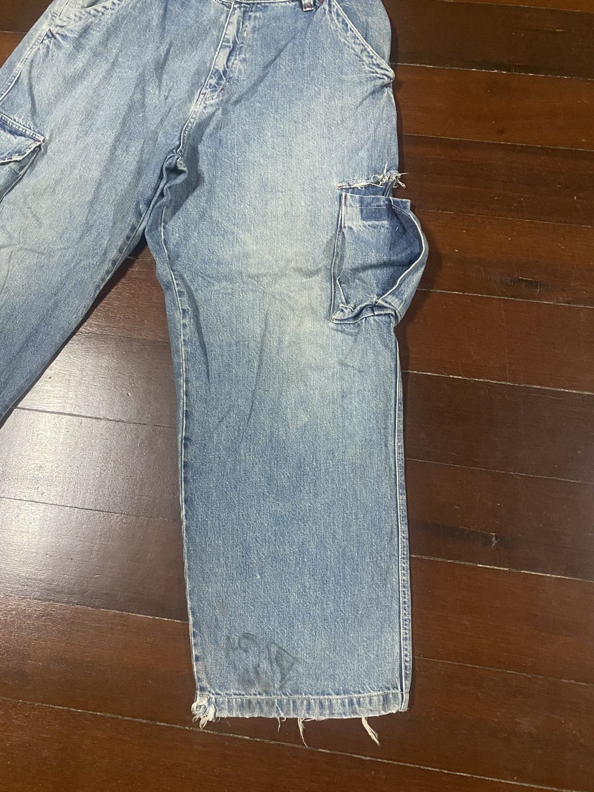 Japanese Brand Hawaiian Piko Jeans Cargo baggy distressed wide leg Size US 35 - 5 Thumbnail
