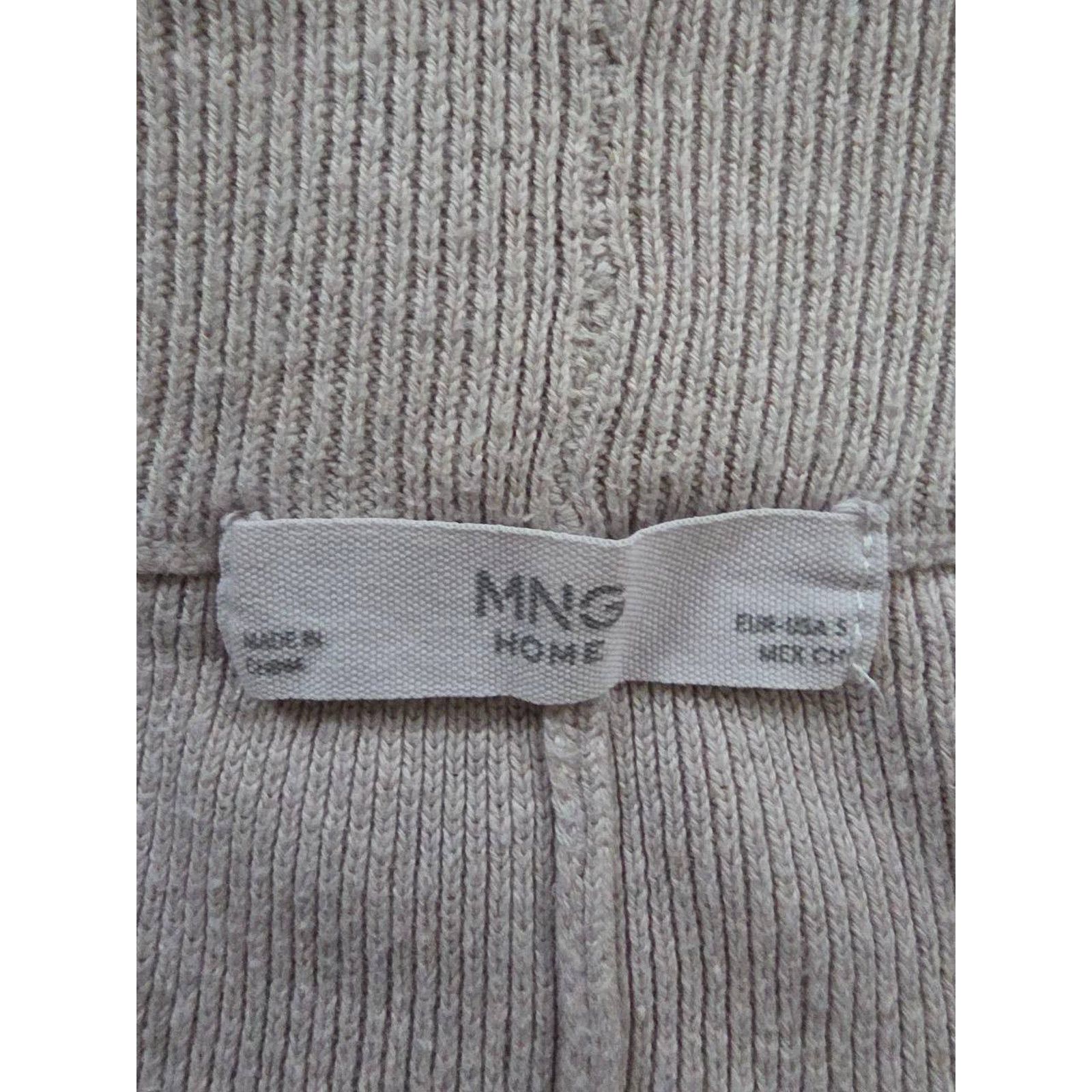 Mango MNG Wide Leg Ribbed knitted Y2K Pants Beige Small A001563 Size 32" / US 10 / IT 46 - 4 Thumbnail