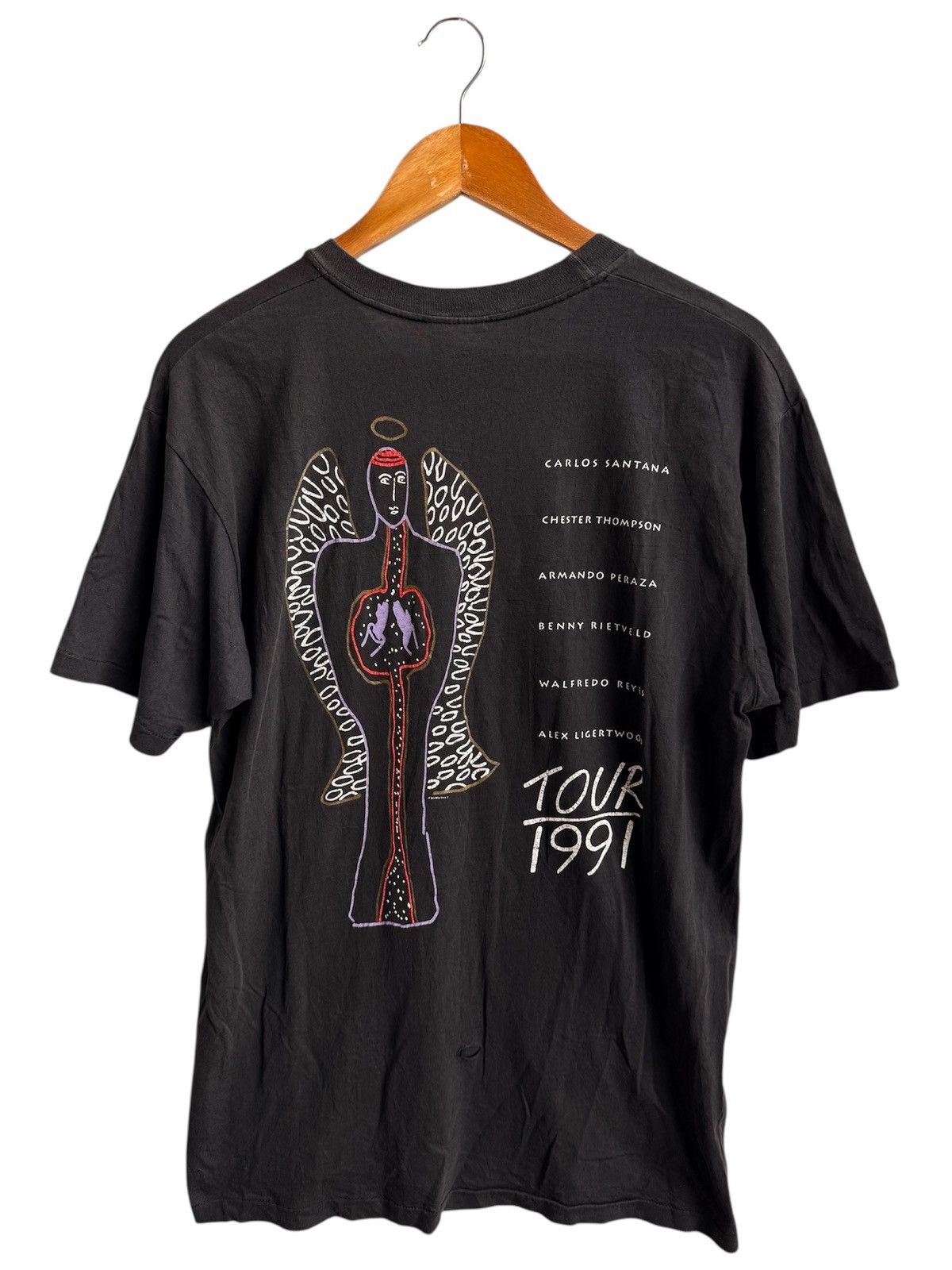 Band Tees × Vintage 🔥Rare Vintage Distressed Santana Tour 1990 black tee🔥 Size US L / EU 52-54 / 3 - 2 Thumbnail