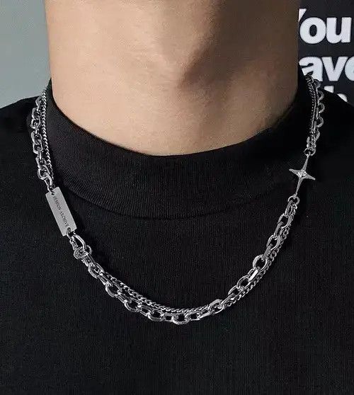 Other Retro punk double chain necklace aesthetic Size ONE SIZE - 3 Thumbnail