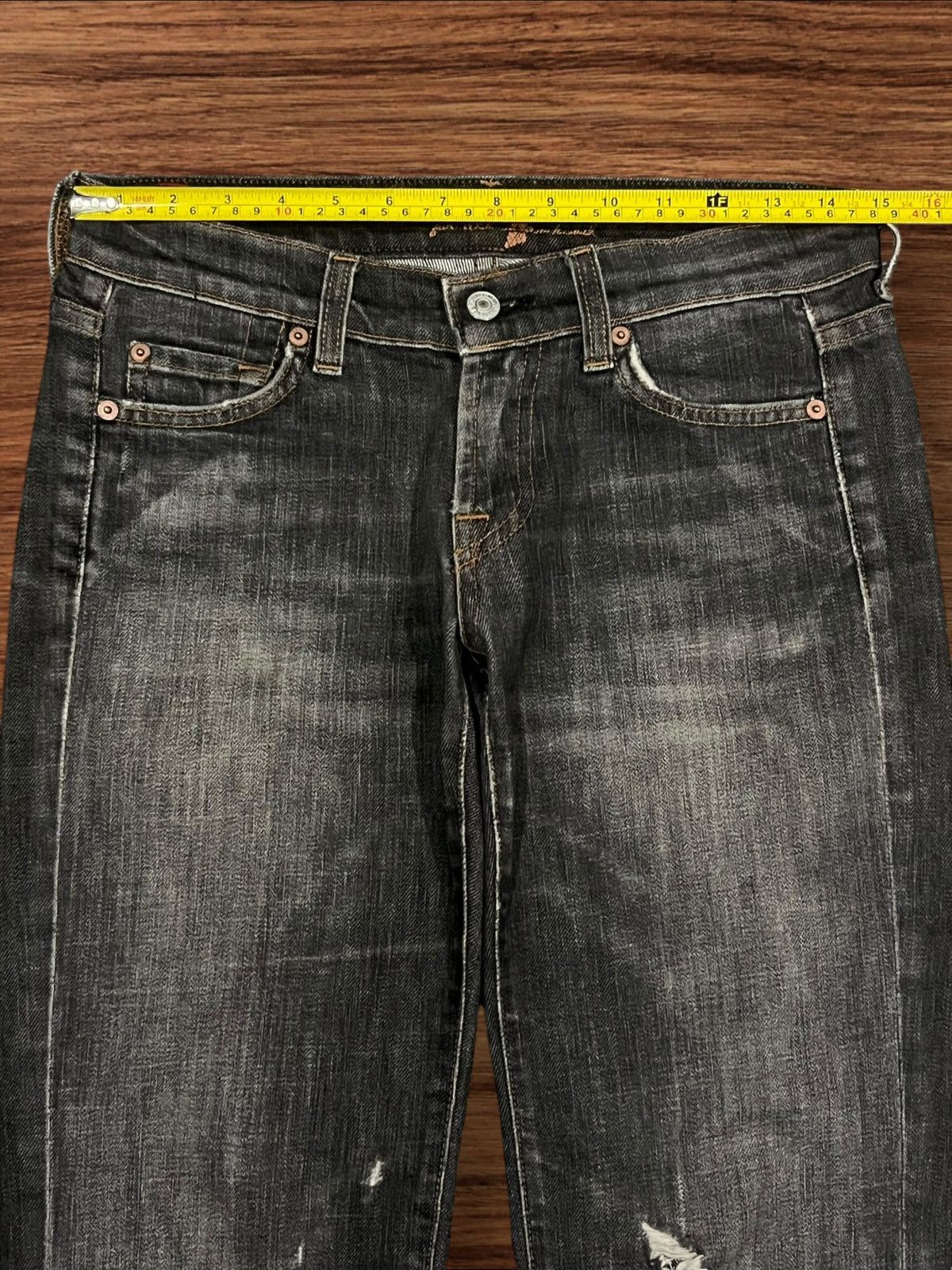 7 For All Mankind 7 For All Mankind Black Faded Washed Distressed Flare Jeans Size 29" - 14 Thumbnail