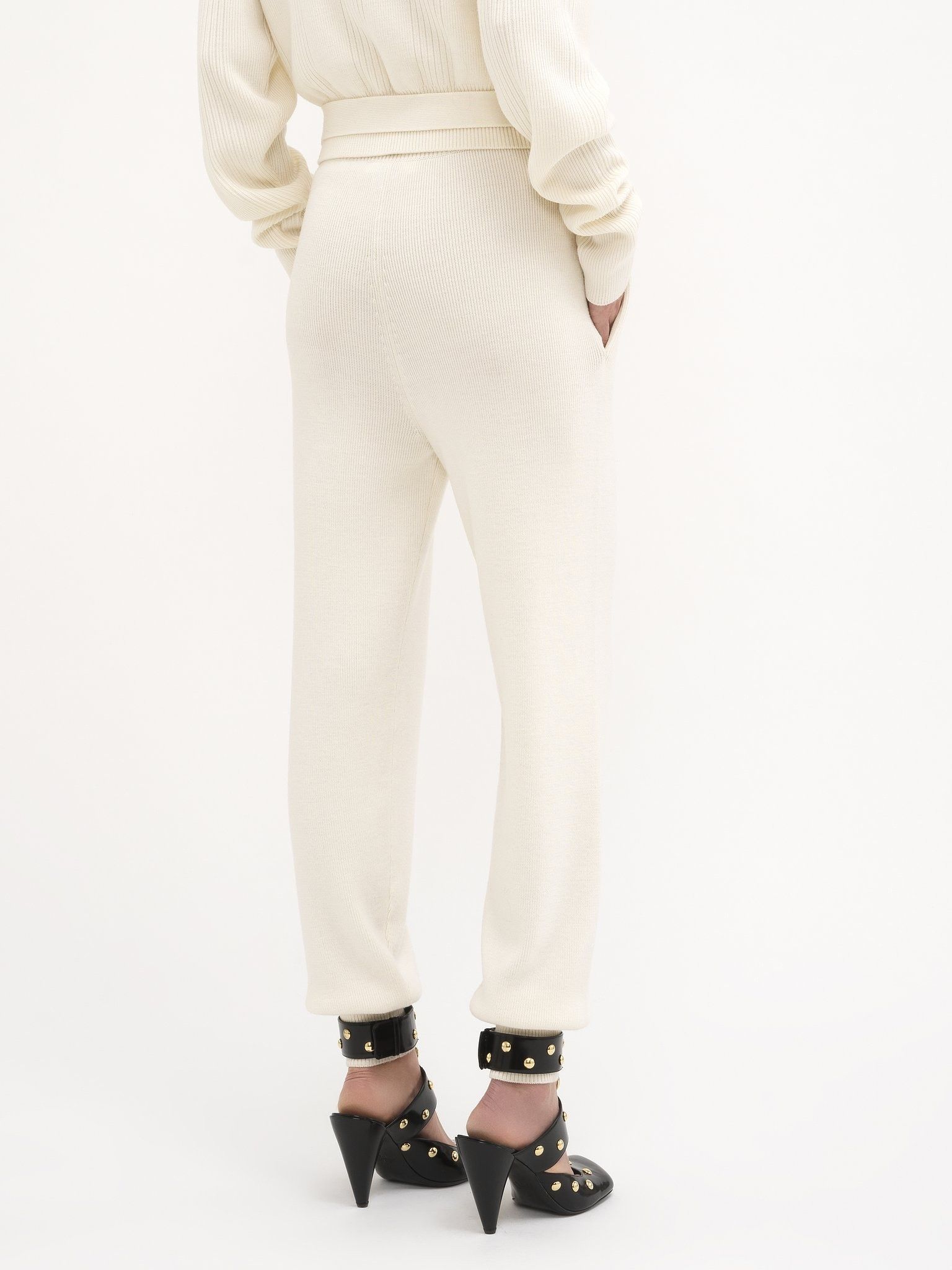 Chloe o1loc1c11025 Wool Knit Sweatpant in Iconic Milk Size 28" / US 6 / IT 42 - 5 Thumbnail