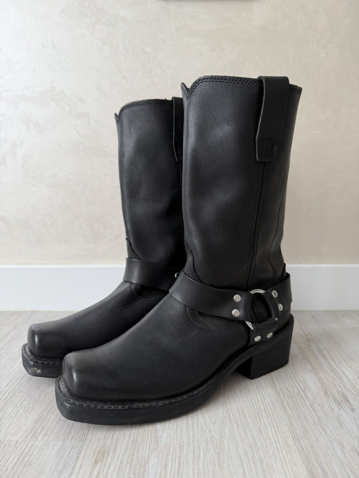 If Six Was Nine Vintage Italian AS 98 Rick Owens Style Leather Biker Boots Size US 8 / EU 41 - 3 Thumbnail