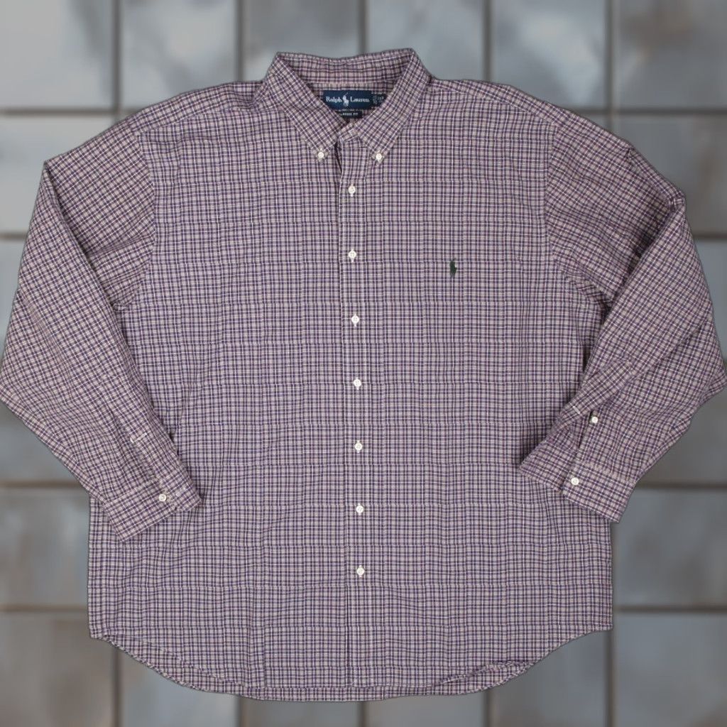 Ralph Lauren Ralph Lauren Button-Down Shirt Mens Big & Tall Purple Check Cotton Classic Fit Size US XXL / EU 58 / 5 - 1 Thumbnail