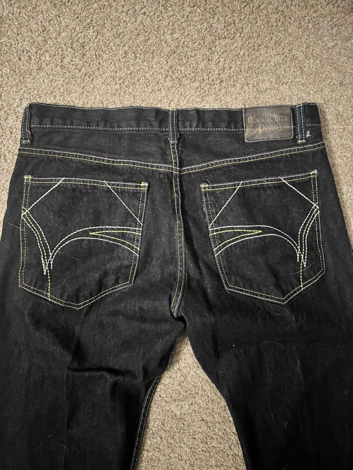 Other *Size36* Black & Blue Denim Y2K Style Straight Jeans #Y2K Size US 36 / EU 52 - 4 Thumbnail
