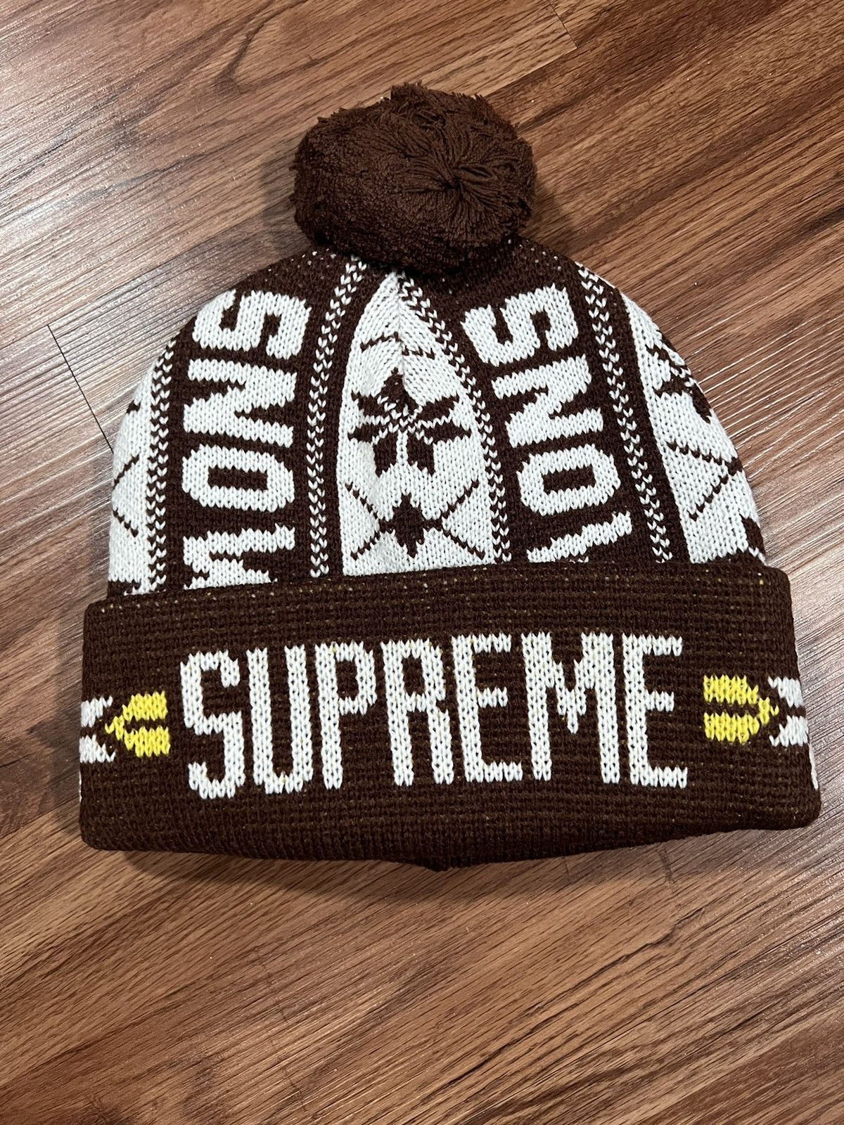 image of Hypebeast x Supreme Snow Beanie in Brown, Men's