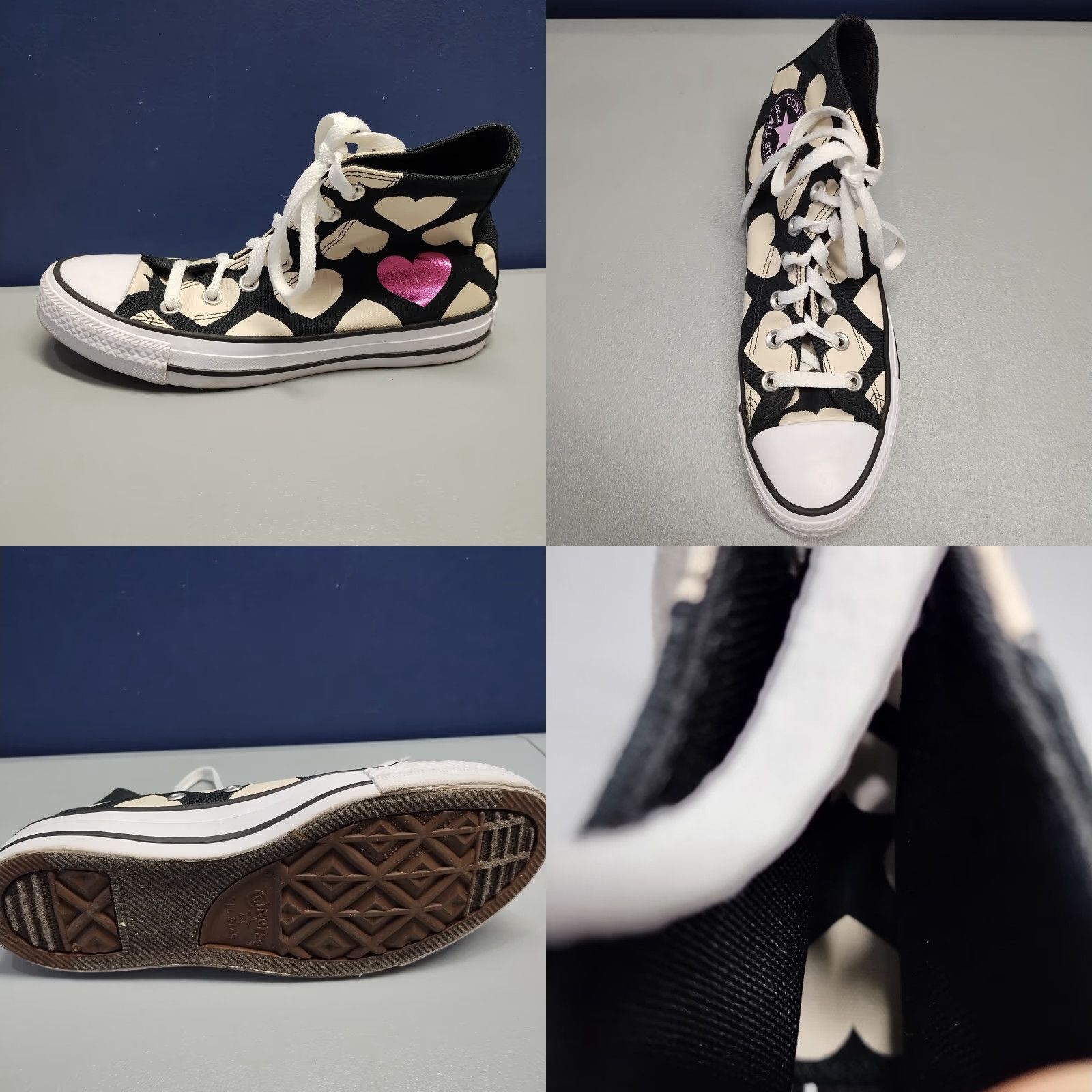 Converse Converse Chuck Taylor High Top Sneakers Womens Size 7 Black Multi Twisted Hearts - Size 7 Womens Converse High Top Sneaker Black Multi Twisted Hearts Size M / US 6-8 / IT 42-44 - 10 Thumbnail
