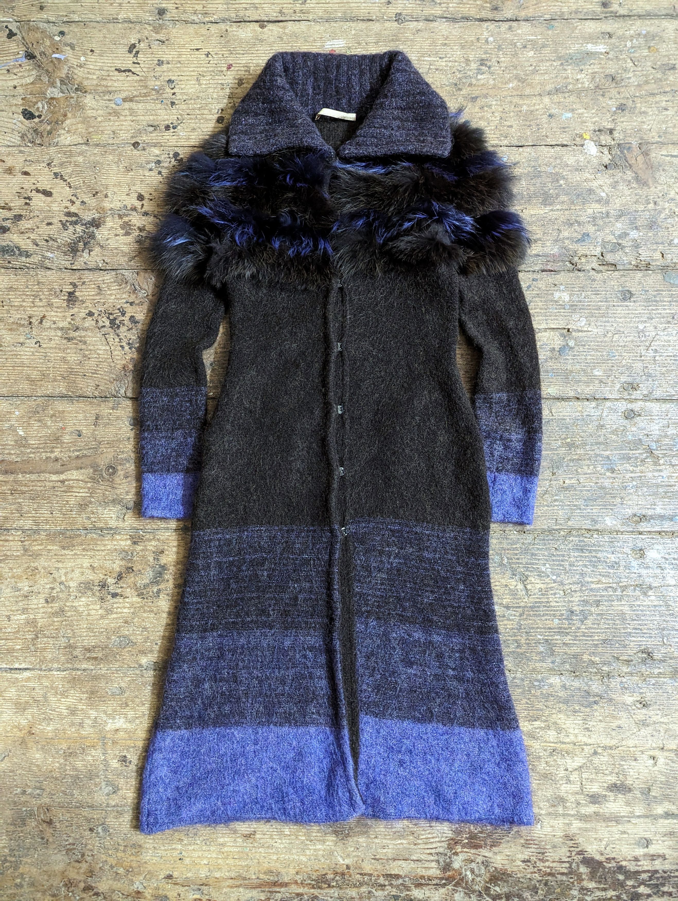 image of Archival Clothing x Roberto Cavalli 00S Class Roberto Cavalli Fox Fur Details Mohair Dress, Women's