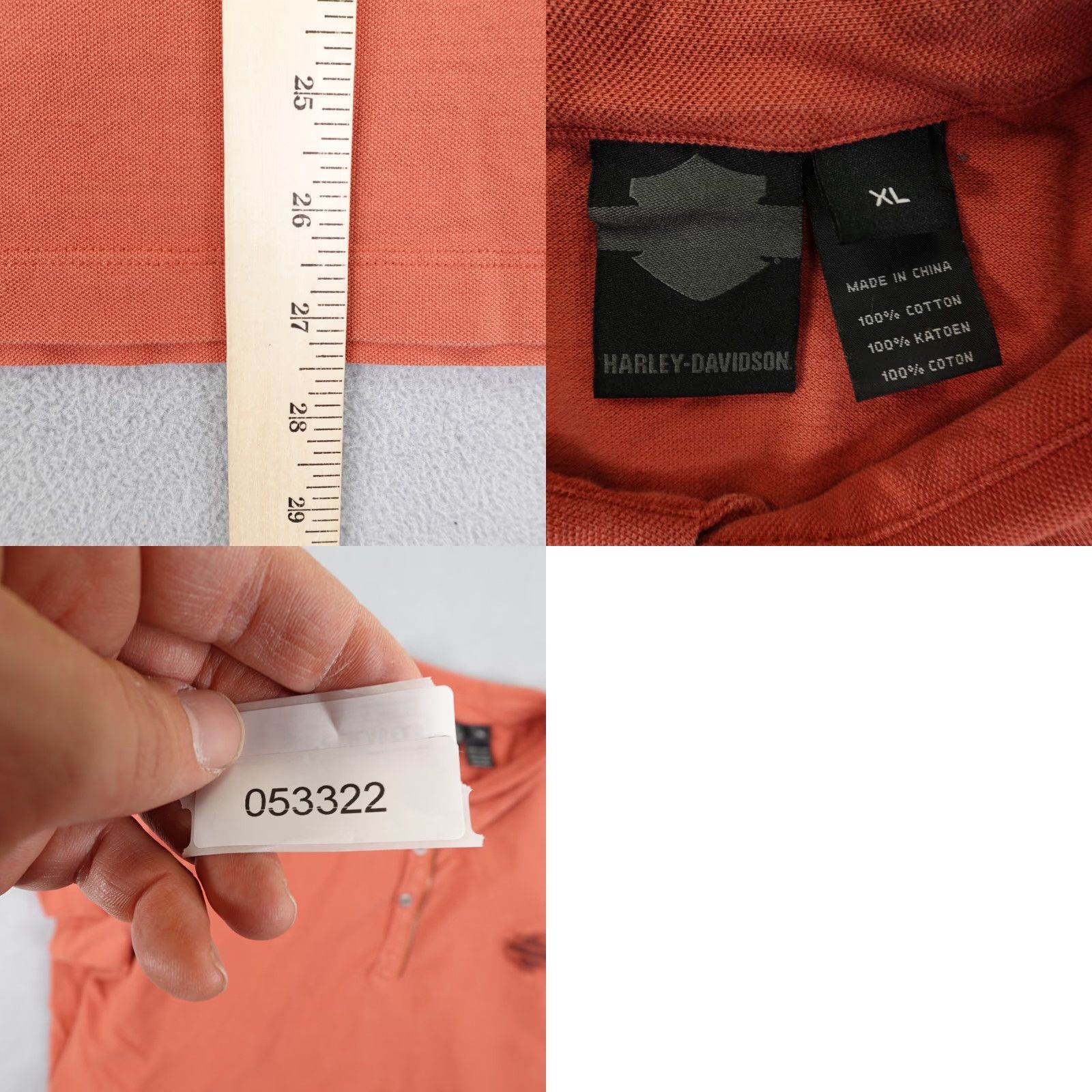 Harley Davidson Harley-Davidson Polo Shirt Mens XL Orange Motorcycle Biker Cotton Knit Polo Shirt Logo Button Casual Size US XL / EU 56 / 4 - 8 Thumbnail