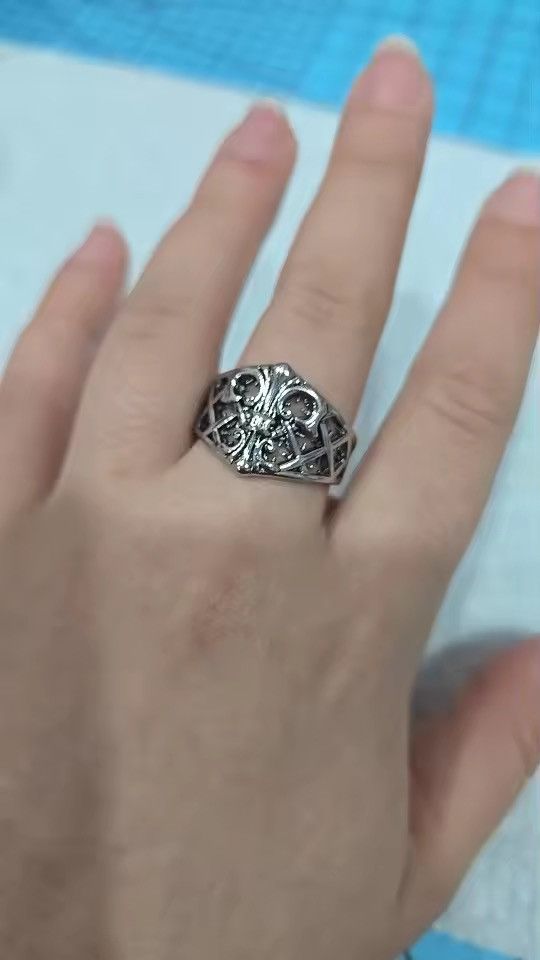 Jewelry Gothic Chrome Floral Cross Adjutable Ring Size ONE SIZE - 11 Thumbnail