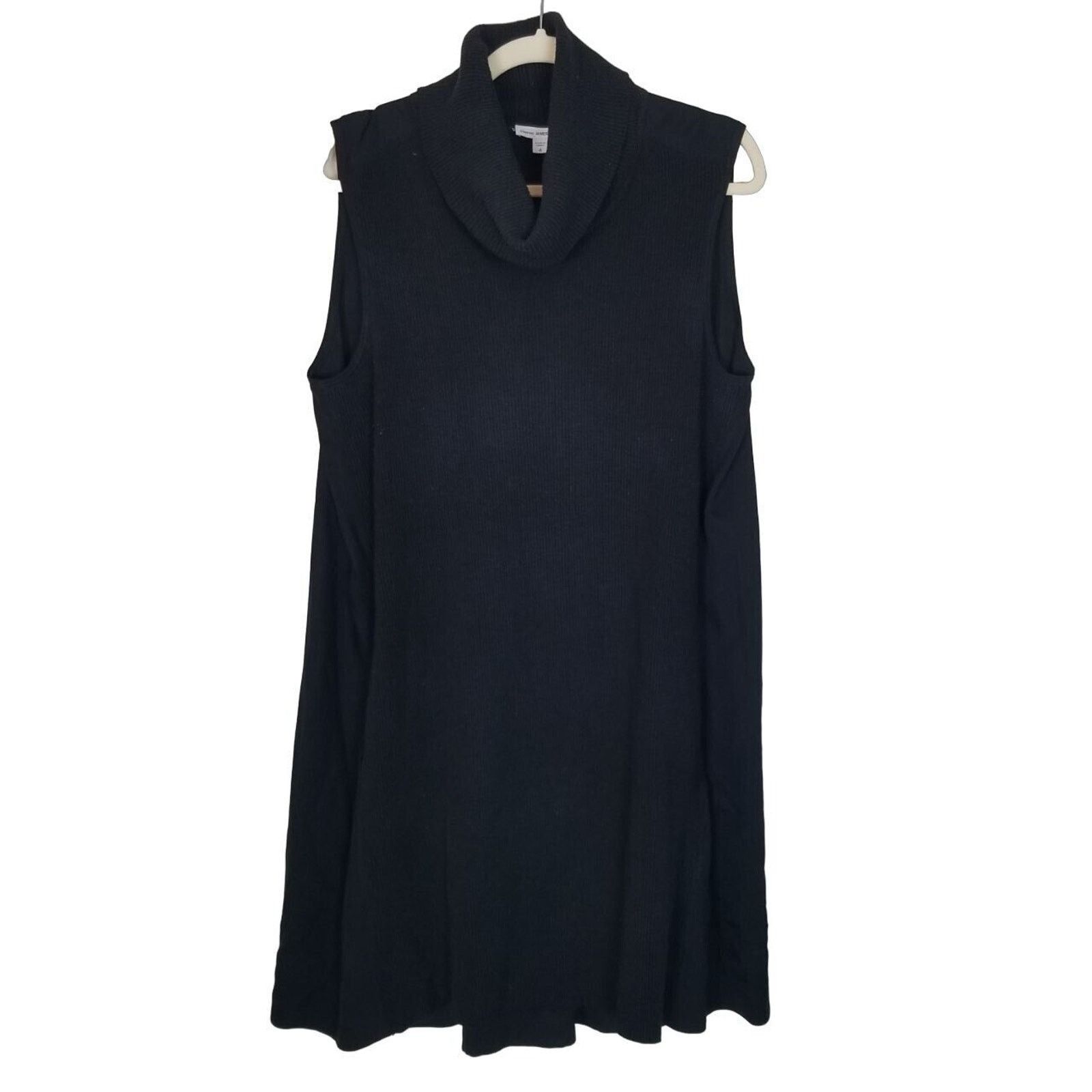 James Perse James Perse Womens Black Ribbed Turtleneck Sweater Dress 4 Size S / US 4 / IT 40 - 2 Thumbnail