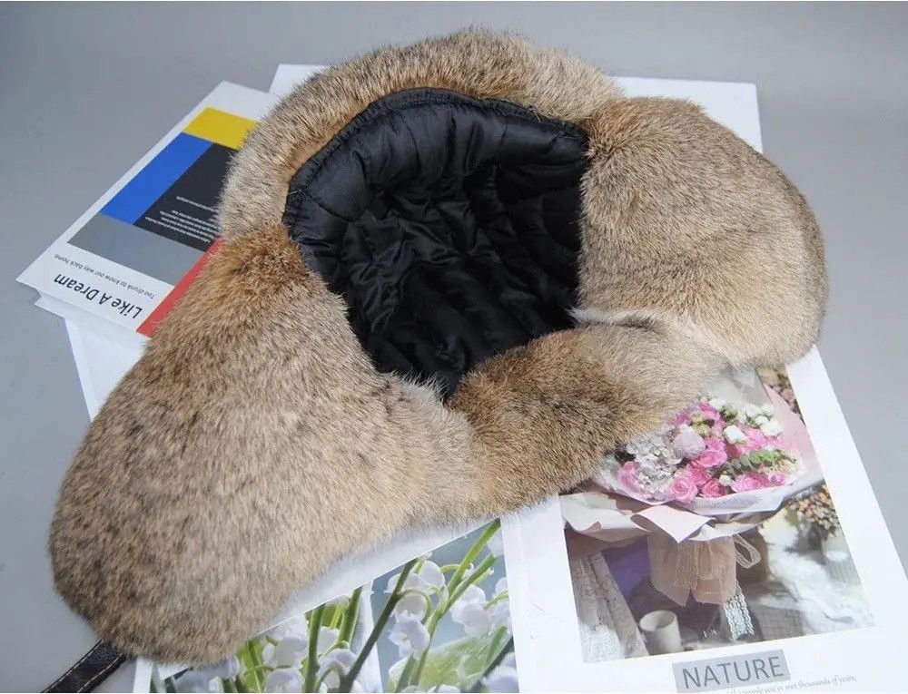Vintage Unisex Genuine Sheepskin Real Rabbit Fur Hats Size ONE SIZE - 5 Thumbnail