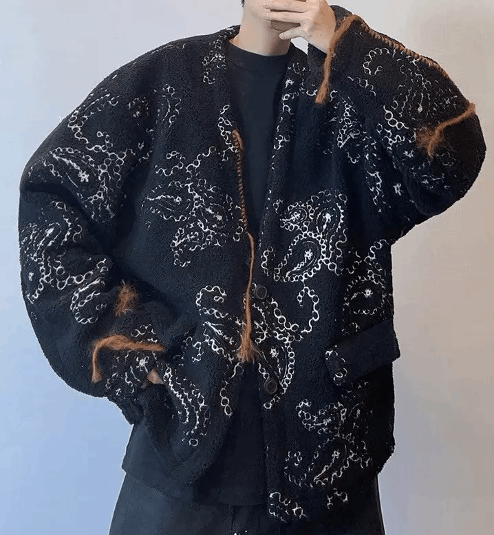 Vintage Street Hip Hop Loose Lamb Wool Jacket Coat
