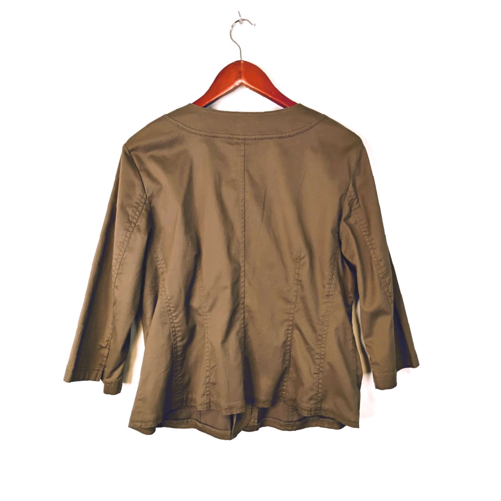 J. Jill J. Jill Military Style Button-Up Top 3/4 Sleeve Petite Green 16P Women Cotton Blend Shirt Casual Size XXL / US 16-18 / IT 52-54 - 2 Thumbnail