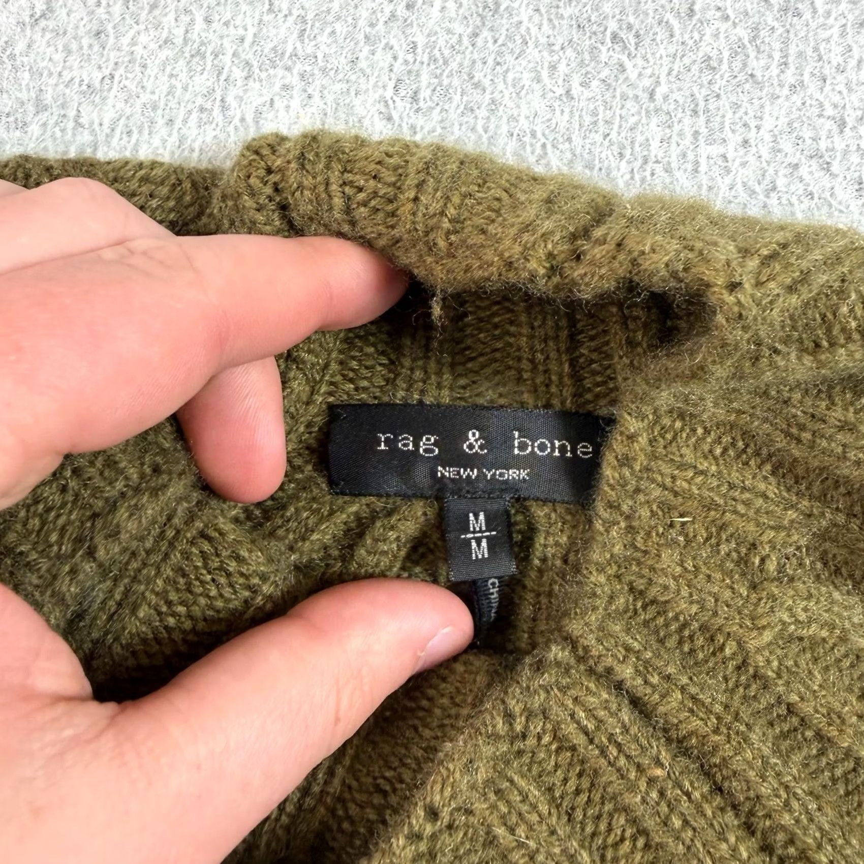 Rag & Bone rag & bone Wool Sweater Women M Green Mock Neck Ribbed Cropped Boho Y2K Size M / US 6-8 / IT 42-44 - 3 Thumbnail