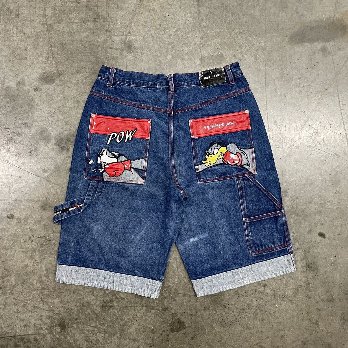 image of Vintage Iber Jeans Duck Story Boxing Glove Jean Shorts in Blue, Men's (Size 34)