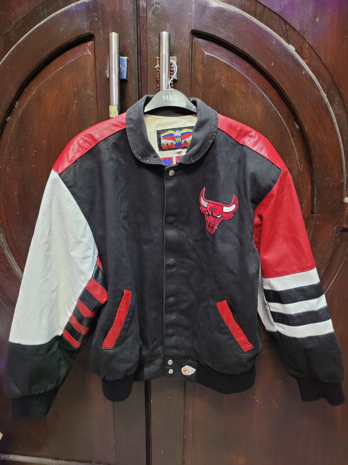 JH DESIGN Jeff Hamilton Chicago スタジャン JH Jeff Hamilton NASCAR Denim Jacket Vintage Mens size XL