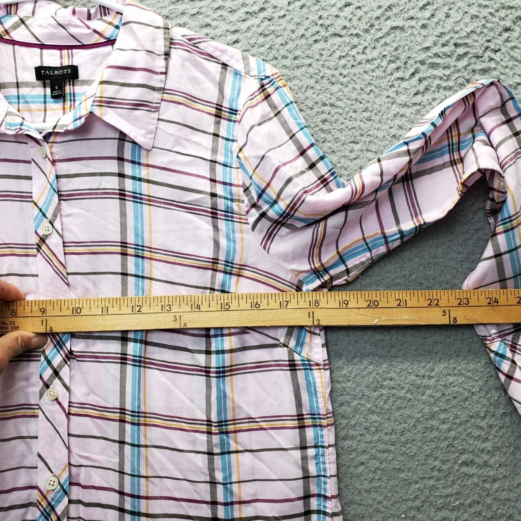 Talbots Talbots Womens Small Multicolor Check Long Sleeve Button Up Shirt - Casual, Cotton, 100% Cotton, Regular Fit, White/Multicolor, Size S Size S / US 4 / IT 40 - 5 Thumbnail