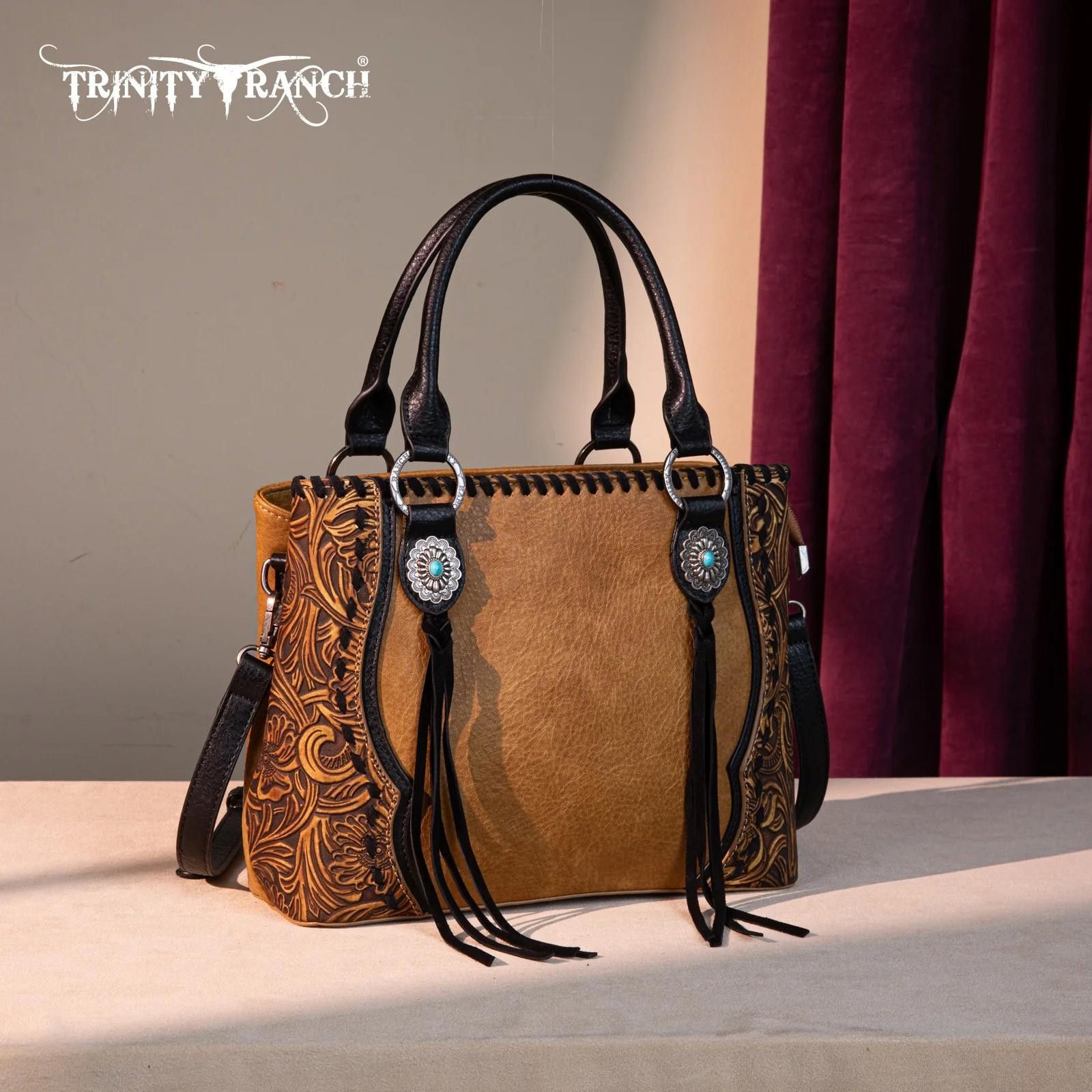 Designer Trinity Ranch Stylish Tote Handbag with Tassels Size ONE SIZE - 1 Thumbnail