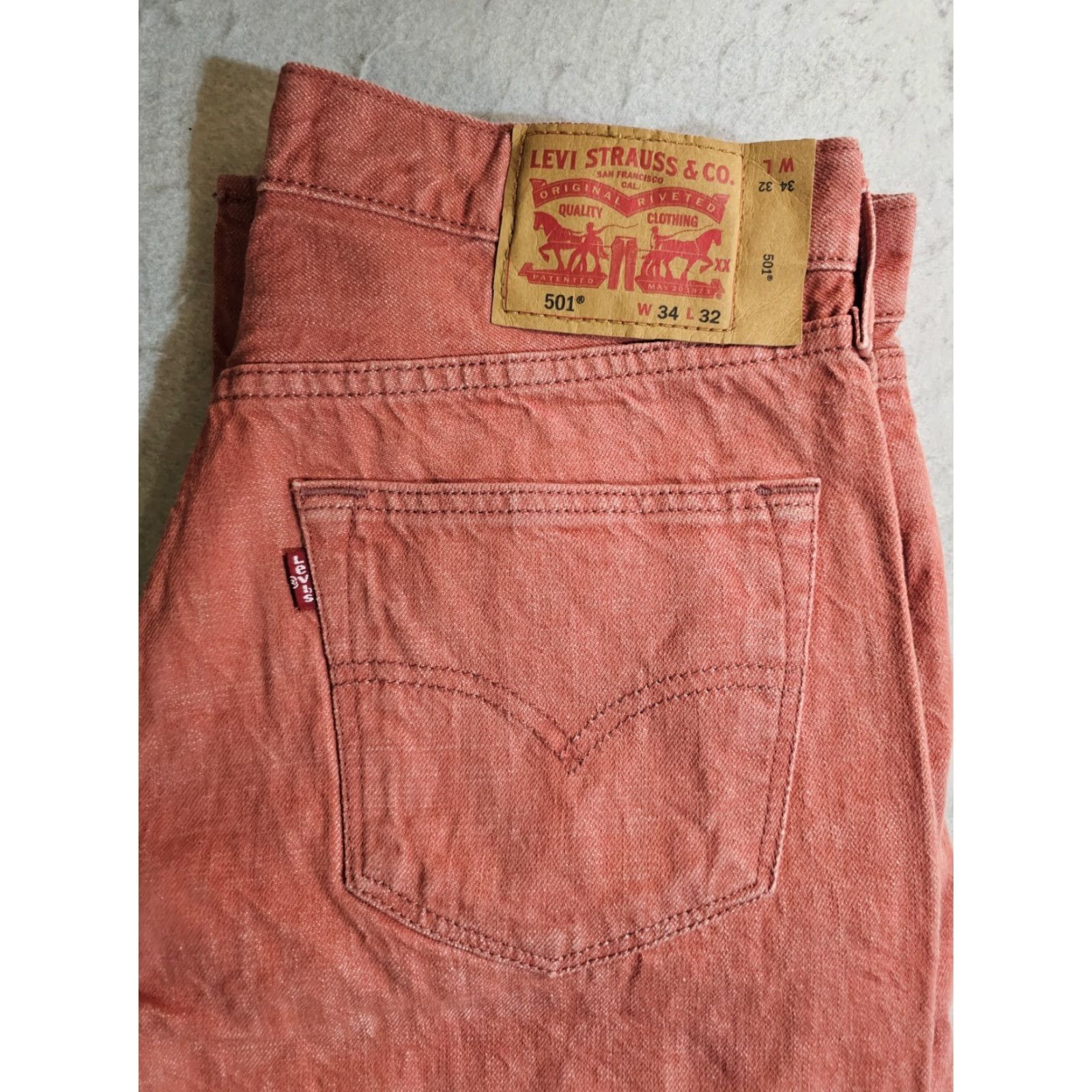 Levi's Levi's 501 Jeans Straight Leg Button Fly Salmon Mens Sz 34x32 Vintage 90s Retro Denim | Regular Fit | White Oak Cone | 5-Pocket | 501 Series Size US 34 / EU 50 - 3 Thumbnail