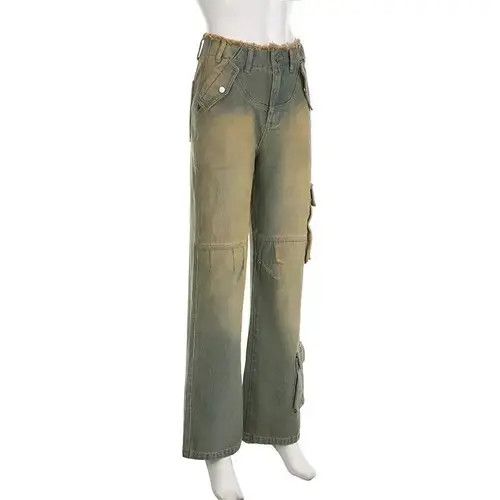 Designer × Japanese Brand × Vintage Y2K Baggy Pockets Patchwork Jeans Unisex Size US 29 - 4 Thumbnail