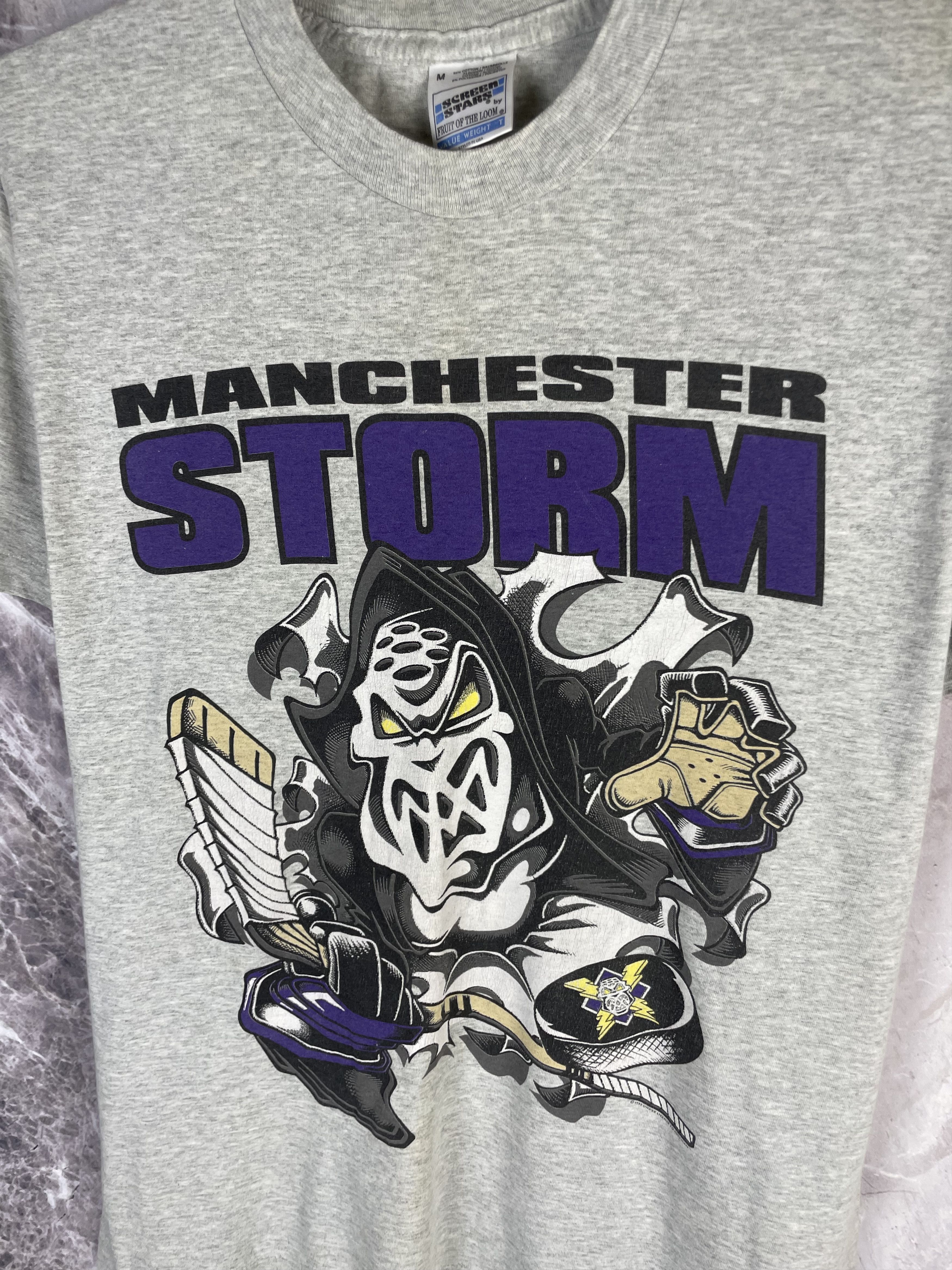 NHL Vintage 1995 1996 Manchester Storm Hockey T-shirt Size US M / EU 48-50 / 2 - 3 Thumbnail