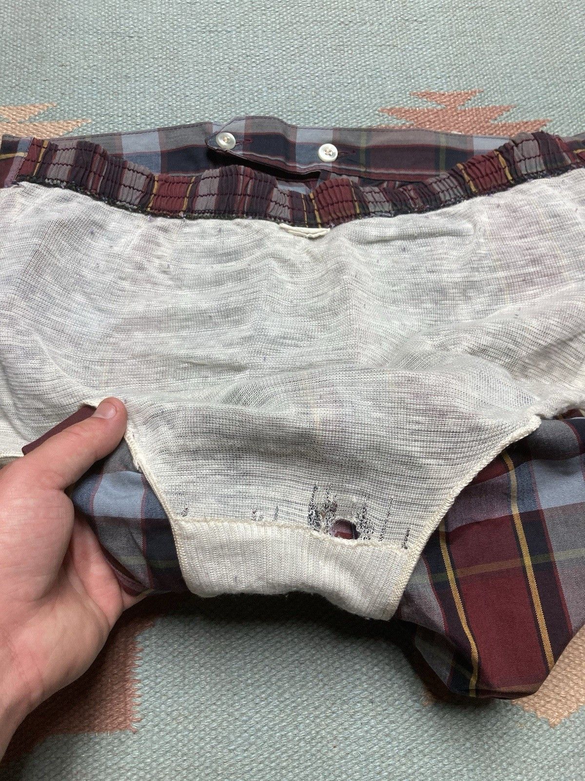 Vintage vtg 1960s swim trunks shorts plaid cotton Union made men’s Size US 33 - 5 Thumbnail