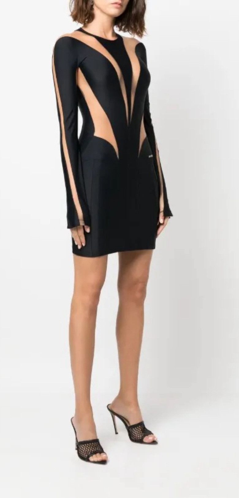 Mugler Mugler Sheer Mesh Panel Mini Dress- Black- Size 36 Size S / US 4 / IT 40 - 13 Thumbnail