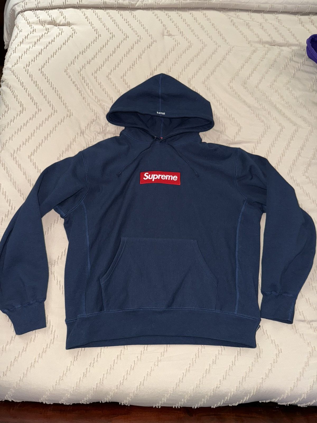 Supreme Washed Navy Box Logo Crewneck – www.Lukes.store