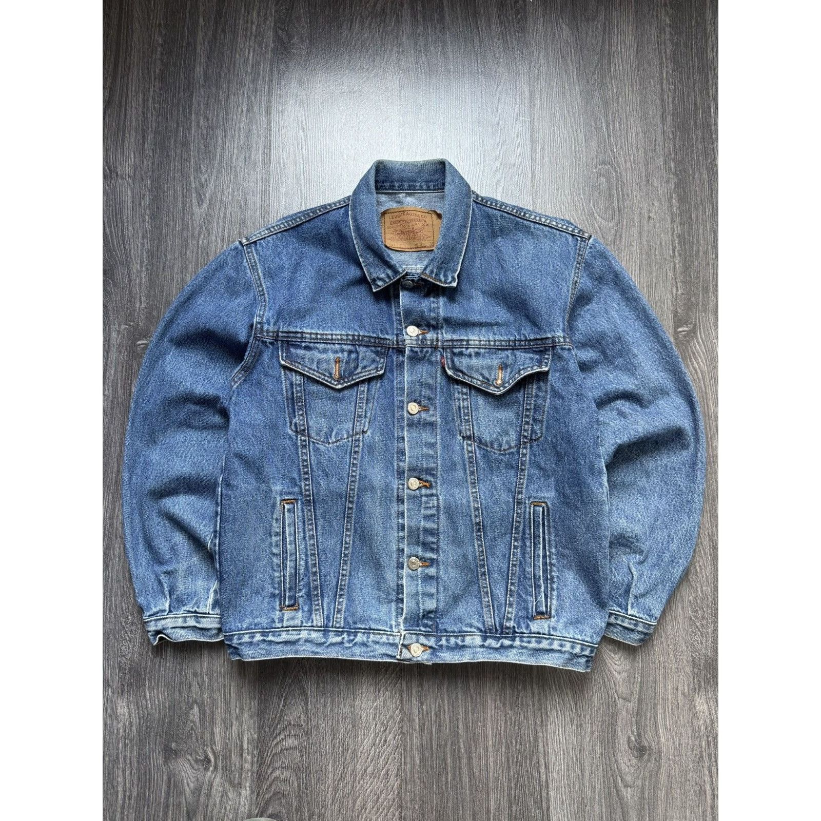 Levi's × Vintage 90s Vintage Levis Denim Track Jacket Size US L / EU 52-54 / 3 - 1 Thumbnail