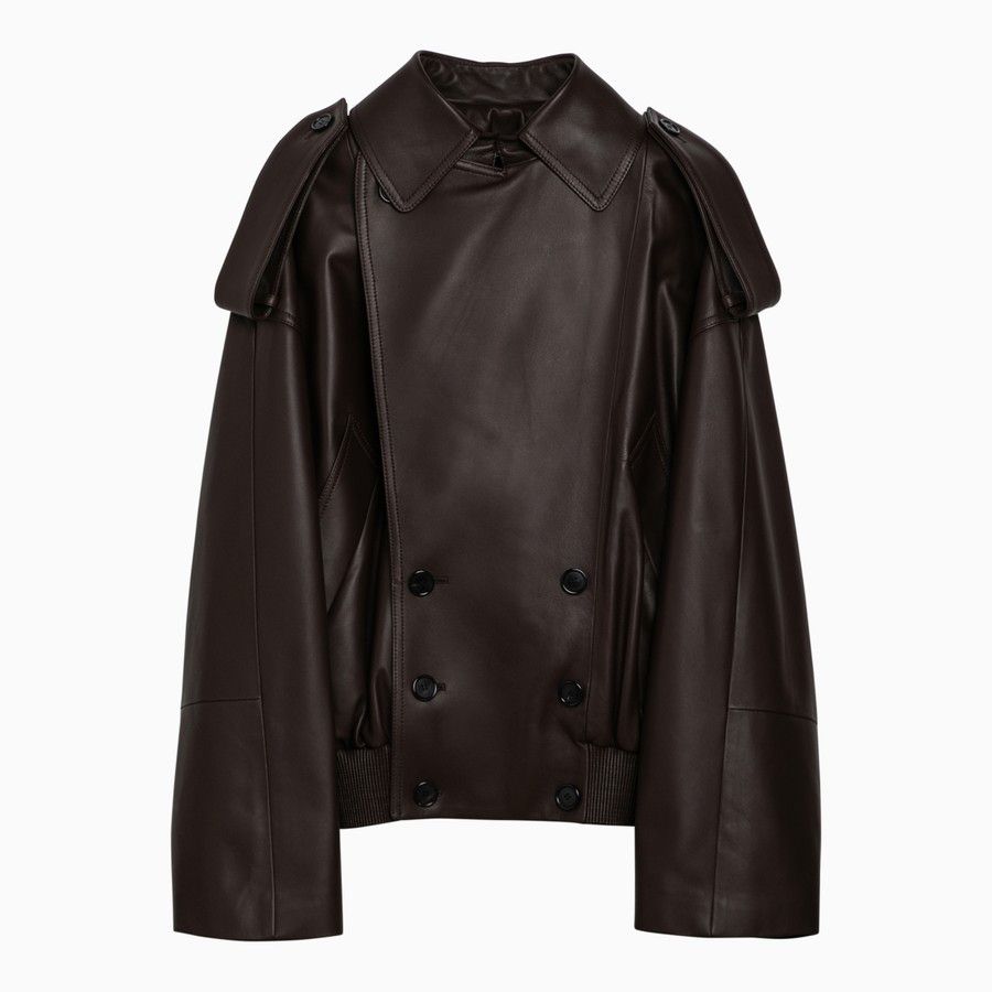 Loewe o1d2blof0824 Leather Jacket in Dark Brown Size XS / US 0-2 / IT 36-38 - 1 Thumbnail