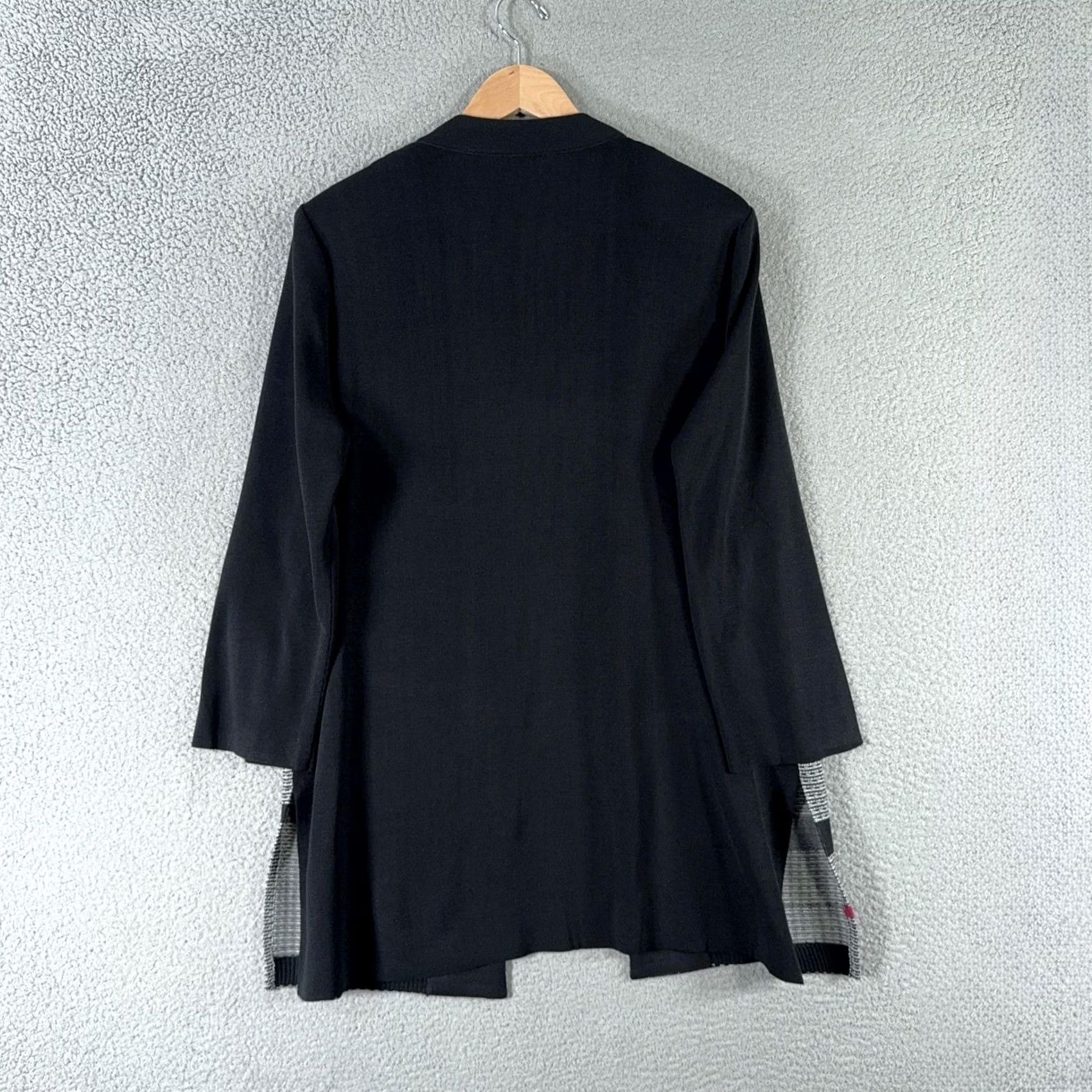 Vintage VINTAGE: Ming Wang Jacket Womens Large Black Red Gray Geometric Open Front Knit Career Size L / US 10 / IT 46 - 2 Thumbnail