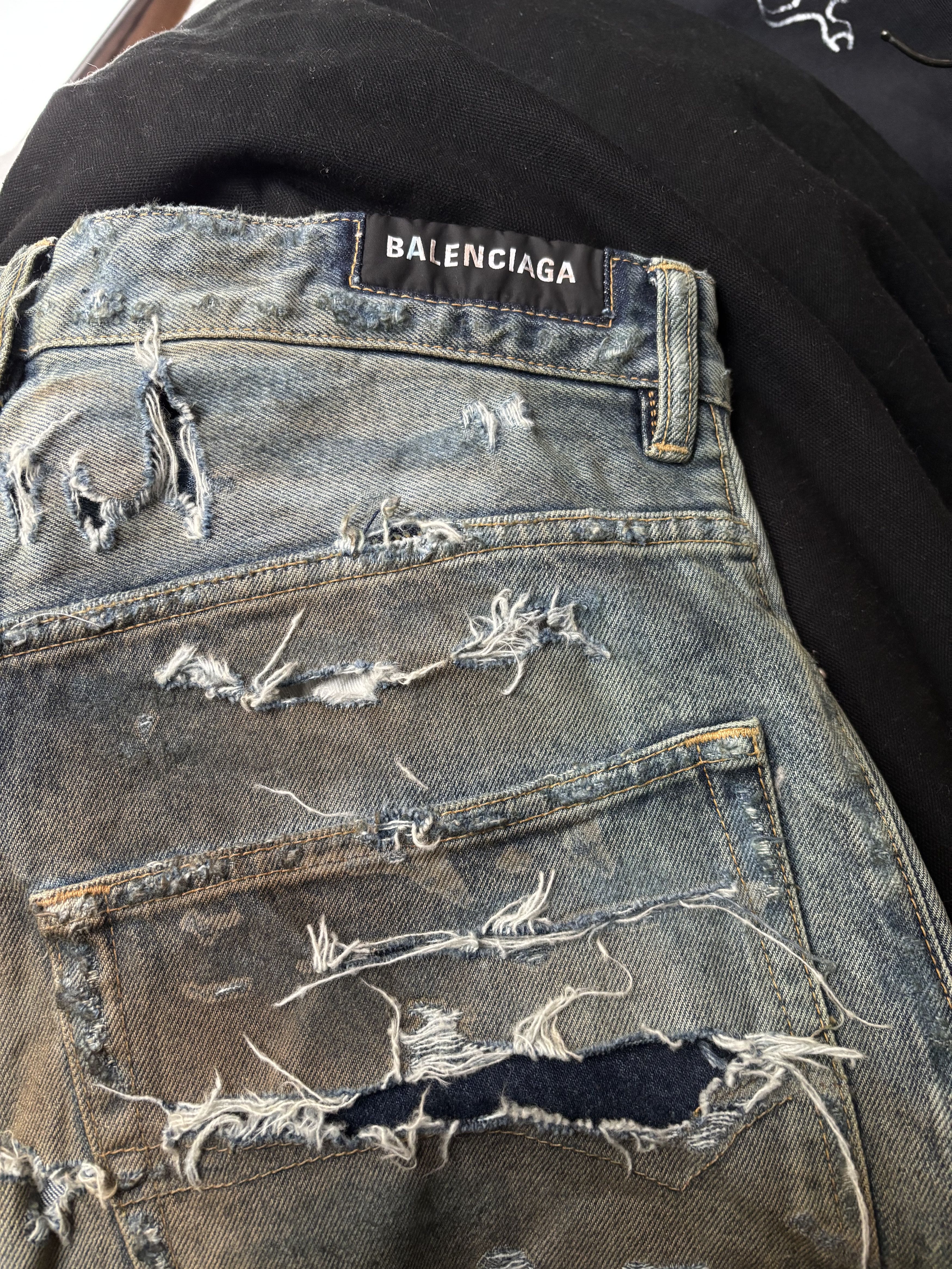 Balenciaga Super Destroyed Denim Balenciaga Small Oversized Mud show Size US 34 / EU 50 - 2 Thumbnail