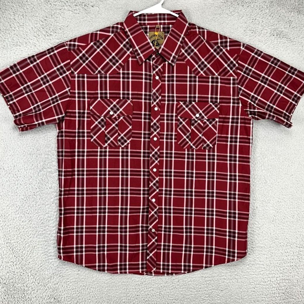 Vintage VINTAGE Coevals Club Pearl Snap Western Shirt Men XL Red Plaid Button Up Flap Pocket NEW Size US XL / EU 56 / 4 - 2 Thumbnail